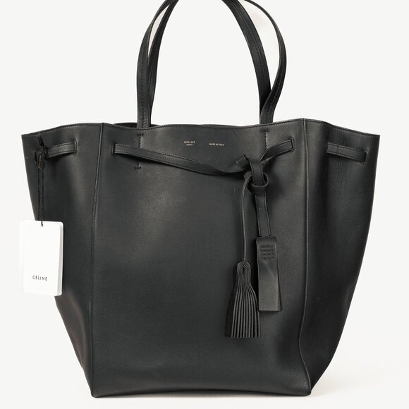 Celine Large Cabas Phantom Black Tassel Leather Tote Bag - Picture 1 of 12